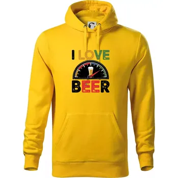 Pánská mikina I love beer - palivoměr - Mikina pánská Cape s kapucí - M ( Žlutá )