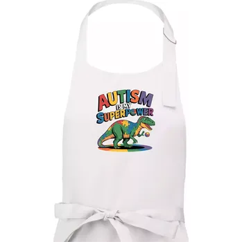 Kuchyňská zástěra Stojící Rex Autism is my superpower - Dámská zástěra na vaření - Univerzální velikost ( Bílá )