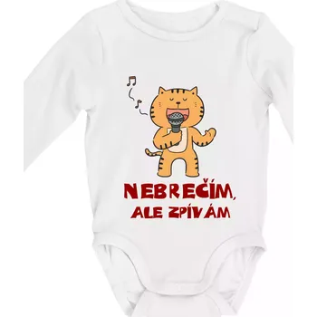 Nebrečím, ale zpívám - Body kojenecké s dlouhým rukávem - Dlouhý r. 3-6 měs ( Bílá )