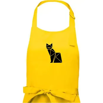 Kuchyňská zástěra Origami kočka z boku - Dámská zástěra na vaření - Univerzální velikost ( Žlutá )