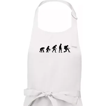 Kuchyňská zástěra Evoluce kytarista - klečící - Pánská zástěra na vaření - Univerzální velikost ( Bílá )