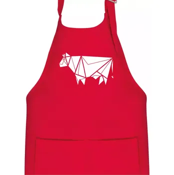 Kuchyňská zástěra Origami kráva z boku - Dětská zástěra na vaření - Univerzální velikost ( Červená )