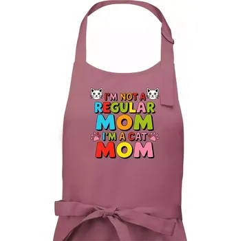 Kuchyňská zástěra I'm not a regular mom I'm a cat mom - Dámská zástěra na vaření - Univerzální velikost ( Starorůžová )