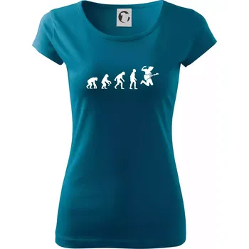 Dámské oblečení Evoluce kytarista - výskok - Dámské triko Pure - 3XL ( Petrolejová )