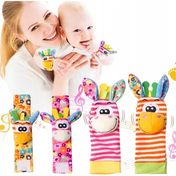 Hračka pro nejmenší Senzorická hračka Magical ponožky a zvukové náramky 4 ks