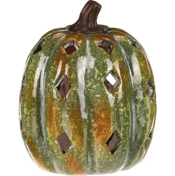 Dýně s otvory - keramika, LED osvětlení, zelená - MT724 GRN