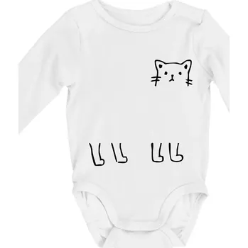 Kočka - pes - tygr -Dokresli zvíře - Body kojenecké s dlouhým rukávem - Dlouhý r. do 3 měs ( Bílá )