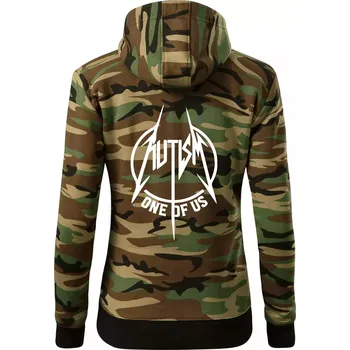 Dámská mikina Autism one of us - Dámská mikina trendy zipper s kapucí - M ( Hnědý maskáč )