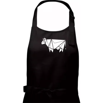 Kuchyňská zástěra Origami kráva z boku - Dámská zástěra na vaření - Univerzální velikost ( Černá )