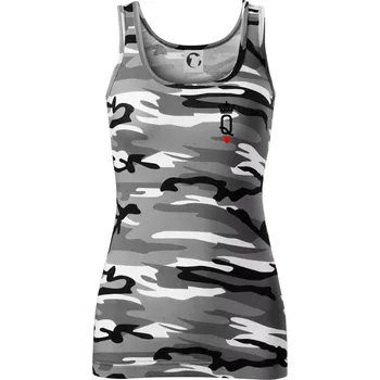 Dámské tričko King & Queen logo na prso - Dámské Maskáčové tílko - L ( Šedý maskáč )