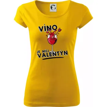 Dámské tričko Víno je můj valentýn - Dámské triko Pure - M ( Žlutá )