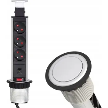 Elektrická zásuvka Zásuvka, Prodlužovací přívod, USB stolní Design Light stříbrná