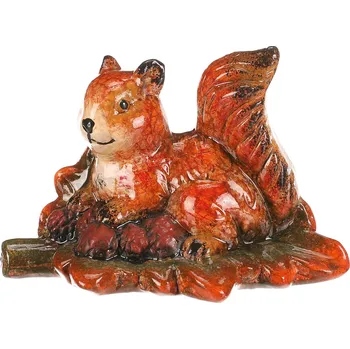 Veverka se siškami na listu - keramika, oranžovo-hnědá - MT747