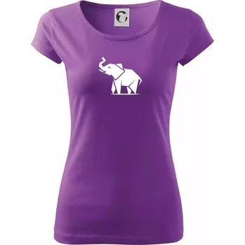 Dámské tričko Origami slon z boku - Dámské triko Pure - 3XL ( Fialová )