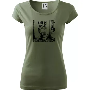 Dámské tričko Skibidi kresba - Dámské triko Pure - 2XL ( Khaki )