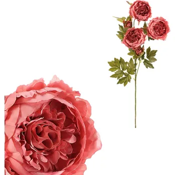 Pivoňka - umělá řezaná, květy s poupaty, růžová - KUW012 PINK