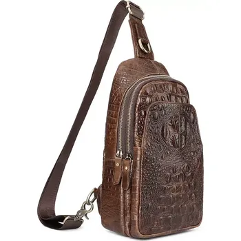 Humerpaul kožená taška pře hruď Desaix Hnědá