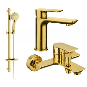 Vodovodní baterie Mexen Alfa DQ40 koupelnová sada, zlatá - 745703DQ40-50 Bateriové soupravy