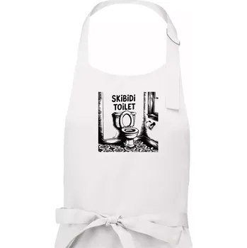Kuchyňská zástěra Skibidi kresba - Dámská zástěra na vaření - Univerzální velikost ( Bílá )