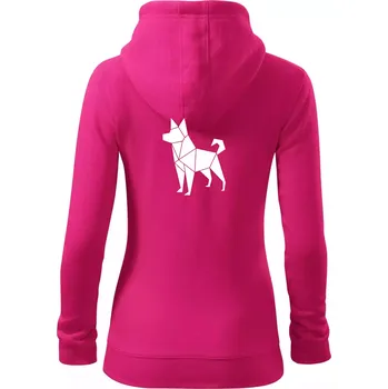Dámská mikina Origami pes z boku - Dámská mikina trendy zipper s kapucí - XL ( Purpurová )
