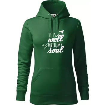 Dámská mikina It is well with my soul - Mikina dámská Cape s kapucí - XL ( Lahvově zelená )