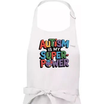 Kuchyňská zástěra Autism is my superpower barevný - Pánská zástěra na vaření - Univerzální velikost ( Bílá )