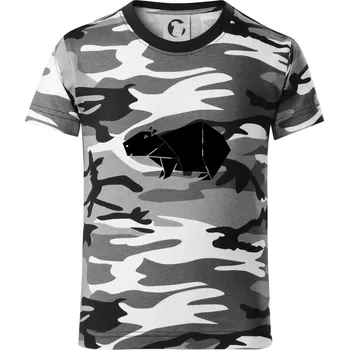 Chlapecké tričko Origami kapybara - Dětské maskáčové triko - 122 cm/6 let ( Šedý maskáč )