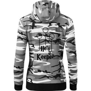 Dámská mikina Hes a keeper - Dámská mikina trendy zipper s kapucí - 2XL ( Šedý maskáč )
