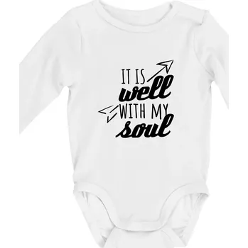 It is well with my soul - Body kojenecké s dlouhým rukávem - Dlouhý r. 3-6 měs ( Bílá )