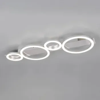 Reality Leuchten LED stropní svítidlo Lumos, chrom, 4 000 K, kov, délka 72 cm - Malé kruhy – Ø 13 cm; velké kruhy Ø 23 cm; připojovací skříňka – délka 49 cm, šířka 6 cm, výška 3,5 cm LED 26,5 W celkem - Doprava zdarma