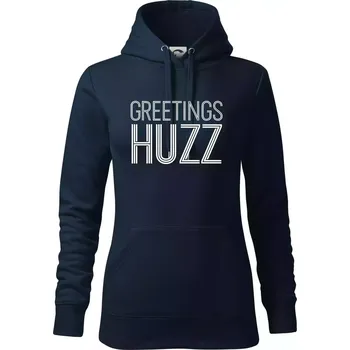 Dámská mikina Greetings HUZZ - Mikina dámská Cape s kapucí - S ( Námořní modrá (velmi tmavá - téměř černá) )