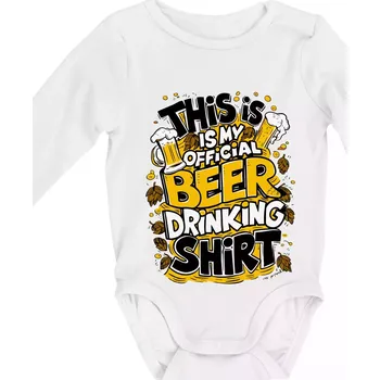 Kojenecký body This Is My Official Drinking Shirt - chmel - Body kojenecké s dlouhým rukávem - Dlouhý r. do 3 měs ( Bílá )
