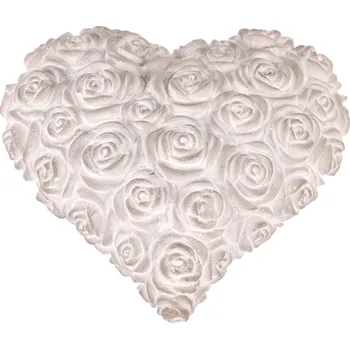 Srdce s růžemi - betonové, šedé - BTO1090 GREY-L