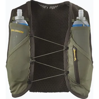 Sportovní batoh Běžecká vesta Salomon Active Skin 4 Gravel Set wren/deep lichen green/spicy mustard