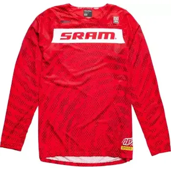 cyklistický dres Troy Lee Designs Skyline Air SRAM pánský dres dlouhý rukáv Fiery Red vel. L