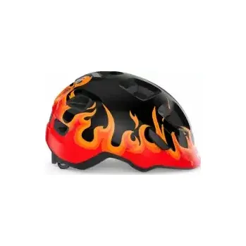 Cyklistická přilba MET Hooray dětská přilba černá plameny vel. XS (46-52 cm)