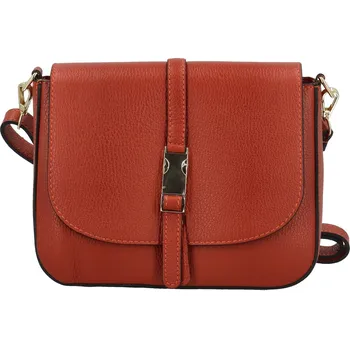 Kabelka Luxusní dámská kožená crossbody Estrella, tmavě červená