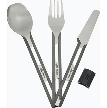 Příbor Příbory Esbit 3-Pcs Titanium Cutlery-Set W/ Silicon Sleeve And Pocket