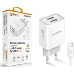 ALIGATOR 2.4A 2xUSB smart IC bílá + USB-C kabel 2A CHA0043 (10z)