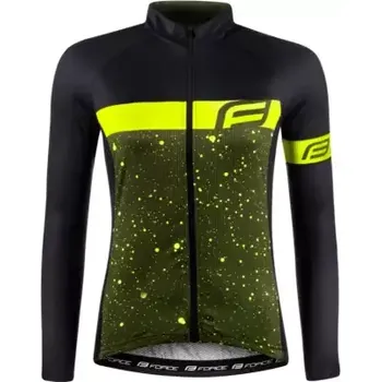 cyklistický dres Force Spray Lady dámský dres dlouhý rukáv army/fluo vel. XL