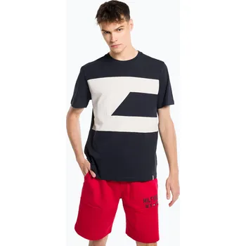 Pánské tričko Tommy Hilfiger pánské tréninkové tričko Colorblocked Mix Media S/S blue