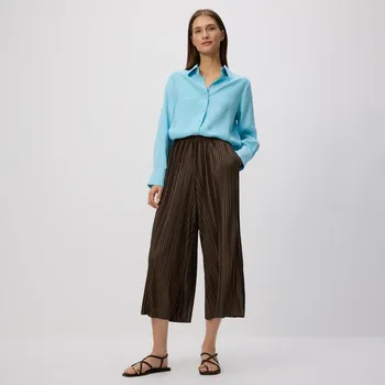 Dámské kalhoty Reserved - Skládané kalhoty culotte - hnědozelená - 593GA-78X - 593GA-78X-L