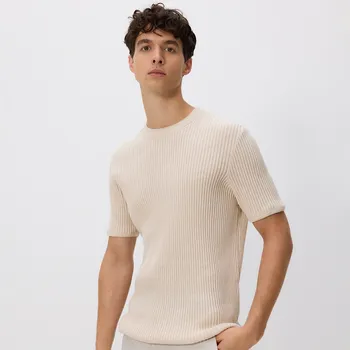 Pánský svetr Reserved - Svetr s krátkým rukávem - béžová - 012FR-08M - 012FR-08M-L