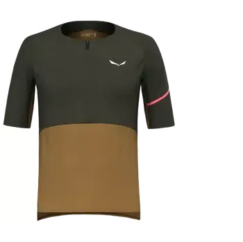 cyklistický dres Salewa Vento 1/2 zip pánský dres krátký rukáv Dark Olive vel. 48/M