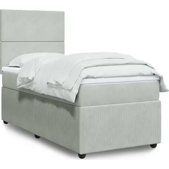 Postel vidaXL Box spring postel s matrací tmavě 100x200 cm samet [3292261] Barva: světle šedá