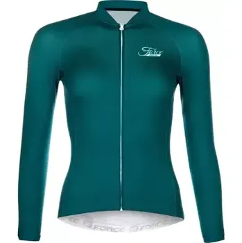cyklistický dres Force Pure Lady dámský dres dlouhý rukáv petrolejová vel. XS