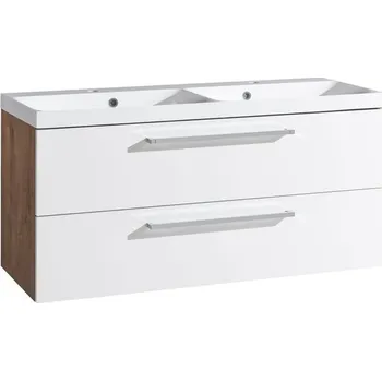 Koupelnový nábytek EBS Pure Skříňka s dvojumyvadlem 121 cm, bílá/dub Ribbeck