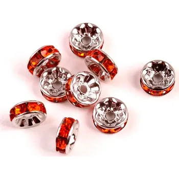 Dětské navlékací korálky Rondelka Červená 8mm č.49 (10ks)