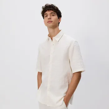 Pánská košile Reserved - Košile ze směsi lnu regular - bílá - 171DV-00X - 171DV-00X-XL