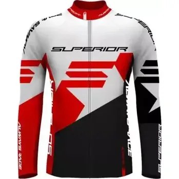 cyklistický dres Superior Race pánský dres dlouhý rukáv bílá/červená vel. S